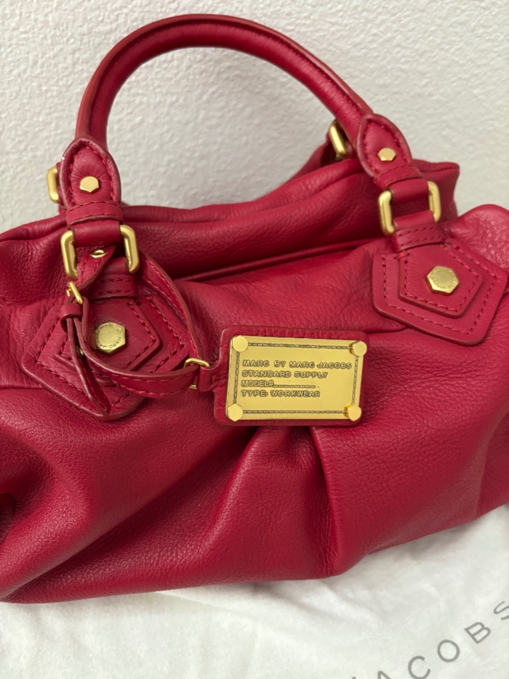 MARC by MARC JACOBS Classic Q Baby Groovee Red Leather Satchel Purse Bag New